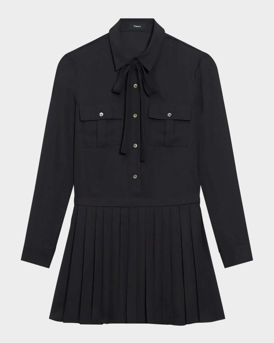 Pleated Mini Shirtdress